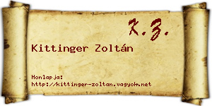 Kittinger Zoltán névjegykártya